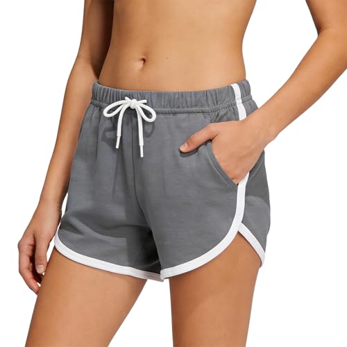 Yoga Shorts for Women Workout Shorts Women Summer Gym Running Active Elastic Drawstring Short Women's Sport Lounge Short 01# Gray XXL