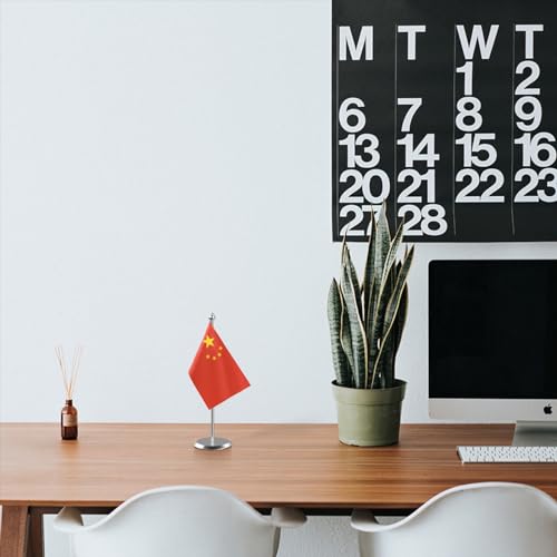 Image of The Flag Company Country Table Flag Single Stainless Steel Stand for Home and Office Desk,Conference (China)