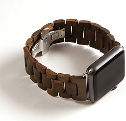 KoolBands Unique Luxury Handmade Wooden Watch Band with 2 Extra Wood Links and Tool for 42mm Apple Watch 1 and Apple Watch 2 (Black)