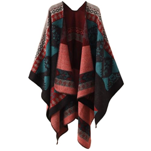 Capes ethniques et pashmina poncho femme | Écharpe de voyage homme motif géométrique réversible