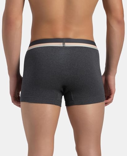 Image of Jockey FP03 Men's Super Combed Cotton Rib Solid Trunk with Ultrasoft Waistband (Pack of 2) Charcoal Melange XL