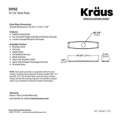 Kraus Deck Plate for Kitchen Faucet in Oil Rubbed Bronze, DP02ORB - image 5