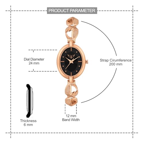 Image of WHITE BIRD Premium Quartz Analog Champagne Oval Dial Stainless Steel Strap Watch for Women