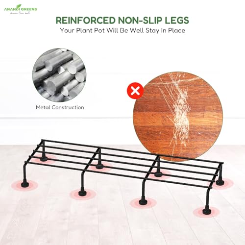 Image of Anandi Green's Black Color Anti Rust Metal plant Stand For for Balcony, living room, indoor and outdoor use (Rectangular Pack of 4)