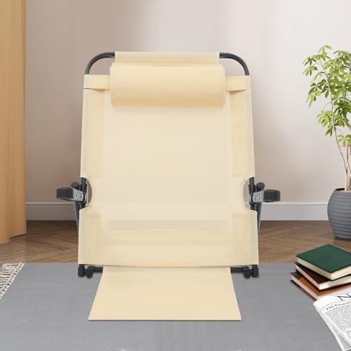 BAITGMYING Adjustable Lifting Bed Backrest with Armrest, Large Folding Bed Rest Sitting up, Multifunction Portable Backrest Support with Pillow for Neck Head Lumbar Elderly Patient Read (Khaki)