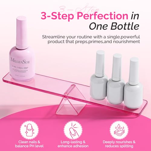 Image of MelodySusie 30ML Nail Dehydrator and Primer, 3-in-1 HEMA-Free Acid-free Nourishing Nail Prep for Nail Thickening Solutions Acrylic & Gel Nails