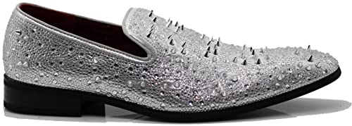 Image of Enzo Romeo Men Fashion Rhinestones Studs Tuxedo Slip On Loafer Dress Shoes WBG
