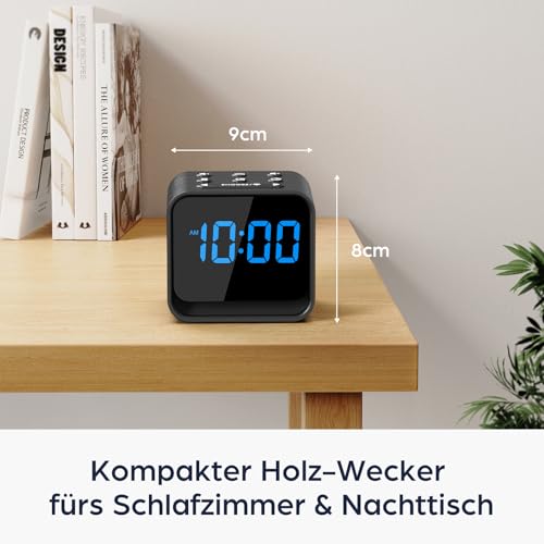 DOUMOSH Radiowecker mit Naturklängen & dimmbarer LED-Anzeige – digitaler Wecker mit Nachtlicht, sanftes Aufwachen mit ansteigender Lautstärke, kompakter FM-Radio-Wecker fürs Schlafzimmer & Nachttisch