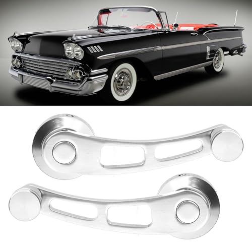 Image of 2PCS Universal Window Crank Handle Replacement, Silver Alloy Window Winder Riser for Classic Car & Truck, Includes Installation Tools & Hardware