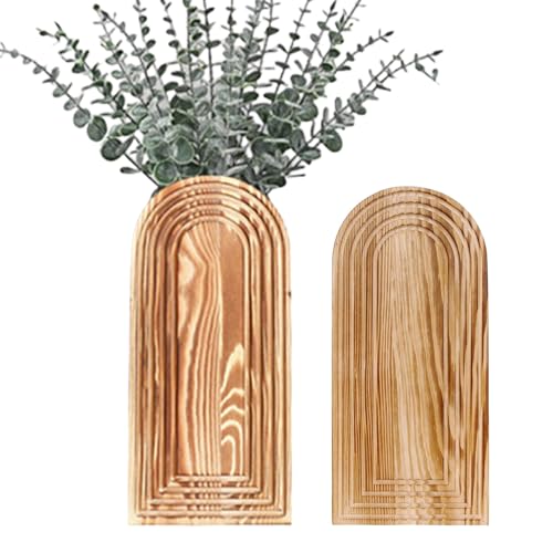 Wood Wall Vase – Two Piece Hanging Planter, Solid Timber