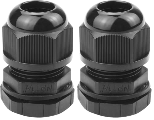 Image of XHF 50 Pcs 1 /2 inch IP68 Strain Relief Nylon Cord Grip Waterproof NPT Cable Glands Adjustable UL Listed and RoHS Compliant (Black) (Pack of 2)