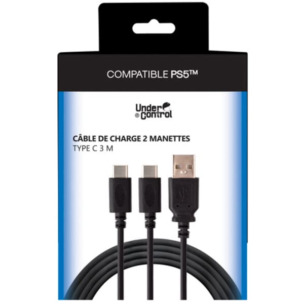 UnderControl - Cable De Charge Double Type-C Compatible PlayStation 5 - 3700372709651
