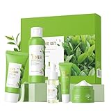 Green Tea Skin Care Kit Teenage Girls Gifts - Skin Care for Teens 10-12 - Skin Care Set Moisturizing - Travel Skincare Set for Women Hydrating - with Face & Eye Cream,Toner,Serum,Cleanser (5PCS)
