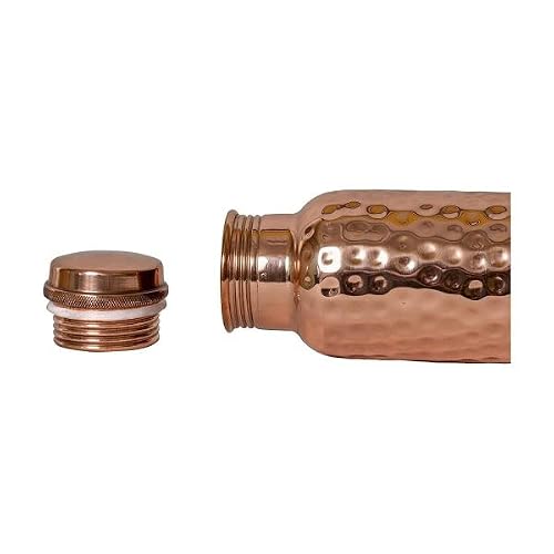 Curlycoons Pure Copper Leak Proof Bottle Drinkware & Storage Purpose, Ayurvedic Health Benefits (Hammered) #TOP1