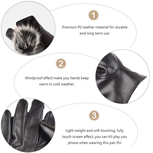 CLISPEED Luvas Femininas de Couro de Inverno Luvas Touchscreen Luvas de Festa para Dirigir Luvas de