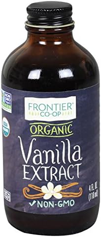 Frontier Organic Vanilla Extract, 4-Ounce Glass Jar, Certified Organic, Buttery Sweet With No Added Sugars