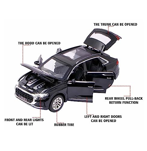 Image of Kids Toy car Playsets 1:24 Scale Die cast Metal Toy Car for Kids Q8 Pull Back Metal Cars with 4 Openable Doors Light and Musical Sound (Multi)