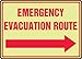 Accuform MLFE508GF Lumi-Glow Flex Adhesive Safety Sign, Legend"Emergency Evacuation Route (Arrow Right)", 10" Length x 14" Width x 0.010" Thickness, Red on Glow