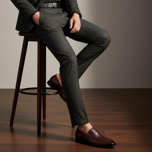 Image of HAYES LONDON Penny Loafers for Men | Genuine Leather Slip-on Shoes | Formal & Casual Comfort Footwear