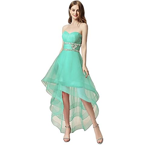 Sarahbridal Women's Tulle Hi-Lo Beading Prom Dress Backless Pageants Party Gowns Mint US12 Cover