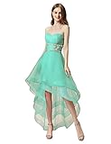 Sarahbridal Women's Tulle Hi-Lo Beading Prom Dress Backless Pageants Party Gowns Mint US12