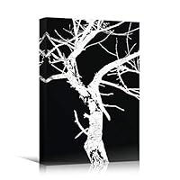 SIGNWIN Canvas Wall Art Silhouette of Winter Tall Trees Nature Forest Illustrations Abstract Modern Scenic Dramatic Black and White for Living Room, Bedroom, Office - 12x18 inches