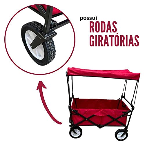 Carrinho Dobrável Camping Articulado Importway IWCDCAC Verm.