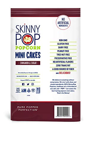 Image of SkinnyPop Cinnamon & Sugar Popcorn Mini Cakes, 12ct, 5oz Grocery Size Bags, Skinny Pop, Healthy Popcorn Snacks, Gluten Free
