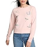 Pendleton Women's Embroidered Graphic French Terry Sweater, 100% Cotton, Lightweight, Classic Crewneck, Comfortable Cowgirl, Horse Lover Gift - Soft Rose
