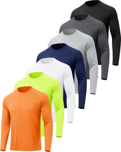 Image of MLYENX 7 Pack Long Sleeve Shirts for Men Sun Protection Quick Dry