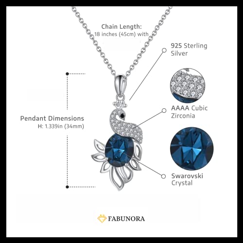 Image of 925 Sterling Silver Cubic Zirconia Crystal Peacock Necklace Gift For Self, Necklace For Girls With Message Card