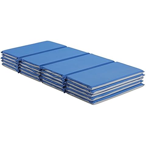 ECR4Kids Everyday Folding Rest Mat, 4-Section, 1in, Sleeping Pad, Blue/Grey, 5-Pack Cover