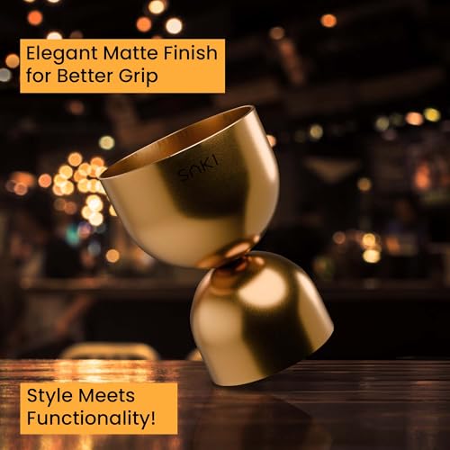 Image of SAKI Peg Measurer Jigger 30 & 60 ml | Cocktail Jigger, Shot Glass, Drink Measuring Bar Tool Double Side (Gold PVD Coated)|Stainless Steel
