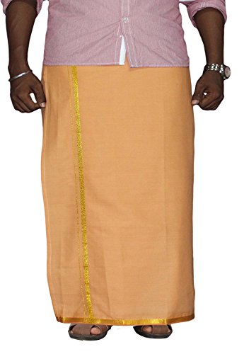 Image of PRAKASAM COTTON Welcro Pocket Dhoti | Jari Border Readymade Cotton Dhoti for Men