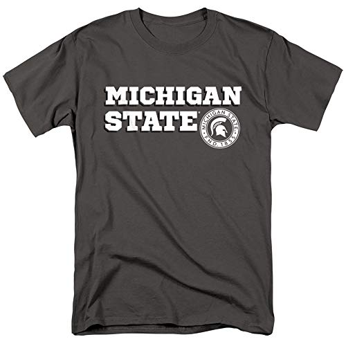 MSU Spartans Michigan State Block Text Unisex Adult T-Shirt, Charcoal, 3XL