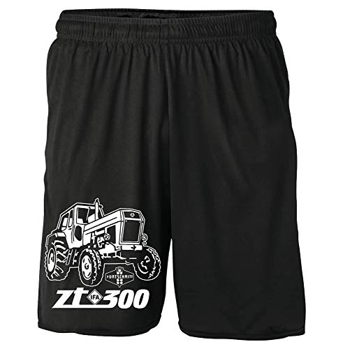 Uglyshirt87 Traktor ZT Shorts | 300 303 Oldtimer DDR Landwirt Bauer Trecker Kurze Hose Sommerhose  M Schwarz Druck  ZT300