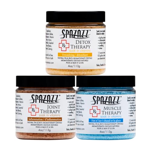 Spa & Hot Tub RX Therapy Muscle Detox Joint Bundle 3 Pack Gift Set - Spazazz Therapeutic Mineral Dead Sea Bath Salt Crystals Collection