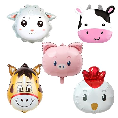5 palloncini a forma di animali della fattoria, mucca, maiale, pecora, pollo, decorazione per feste di compleanno in fattoria, asino, palloncini in Mylar per matrimoni, baby shower, forniture per