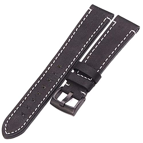 Bracelet de montre en cuir véritable élégant avec boucle acier de 18mm à 24mm