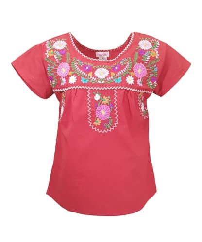 Image of unik Girls Cotton Embroidered Floral Blouse for Birthdays, Cultural Events, Cinco De Mayo
