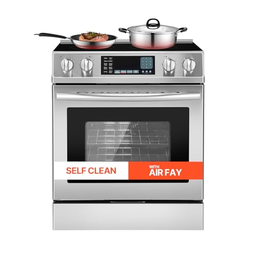 VEVOR 30in Electric Range Oven, 4.8Cu. Ft. Capacity Compact Freestanding Oven, Stainless Steel...