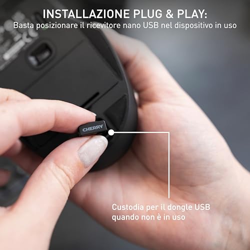 MW 2310 2.0, Mouse Wireless a 6 Tasti, 2,4 GHz RF con Portata di 10 m, Sensore Ottico e Interruttore DPI, Ricevitore USB Nano, Ambidestro, Nero - Mouse gaming - Immagine 6