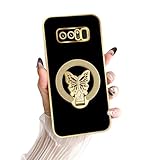 nancheng for Samsung Galaxy Note 8 Case with Glitter Butterfly Kickstand for Women Girl Women Girls Men Soft TPU Shockproof Protective Cover, Black