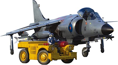 Maquette FRS.1 Sea Harrier Kinetic 48138 1/48 avec tracteur de remorquage Royal Navy pour modéliste