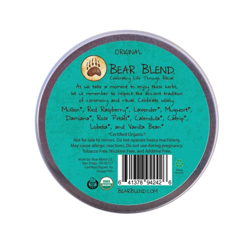OG Bear Blend — Bear Blend Organics Ceremonial Herbal Smoking Blend — Handcrafted Nicotine-Free Tobacco Alternative Used With Herbal Cigarettes, Pipes, and Tea