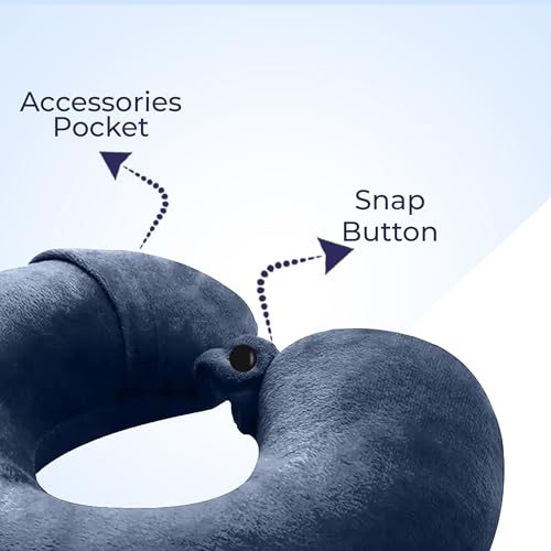 Image of U-Shaped Neck Pillow Soft Fiber Filled Travel Cushion with Snap Button, Comfortable Fabric, Neck Support for Flight, Bus, Car, Neck Pillow for Pain Relief (Grey Combo)