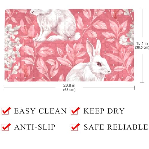 Tapis de bain lapin rose antidérapant extra long à séchage rapide en PVC - 5