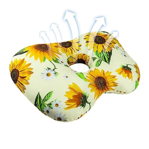 Almohada perforadora de oreja, algodón PP de 41 x 27 x 9 cm, almohada suave con agujero, almohadas laterales de rebote lento, cojín ergonómico en forma de O, cómodo cuidado de perforación para
