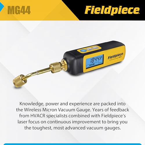 fieldpiece - hvacr wireless vacuum gauge - mg44 - quick accurate evacuations amp vacuum readings - job link compatible long range hvac tool