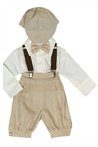 Bermuda Set w/Suspenders & Hat (6M, Tan)